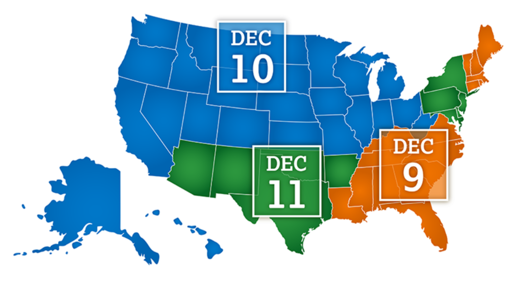 map of the 2019 PSAT release dates