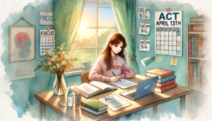 Young lady preparing for the ACT on her own