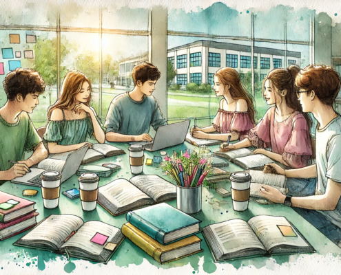Group of students preparing for the ACT