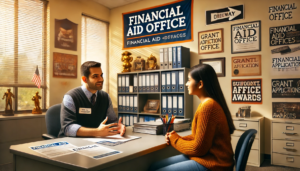 Student visiting the financial aid office