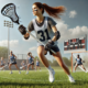 Female student playing lacrosse