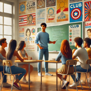 Student leading a club meeting