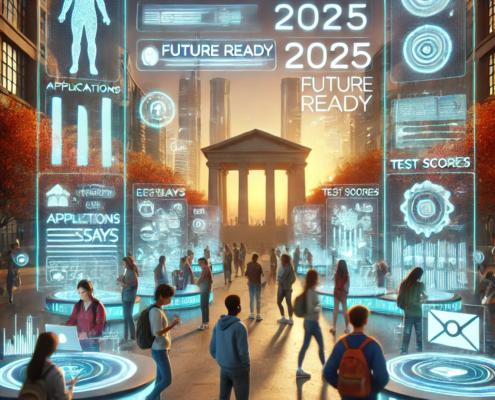 Futuristic image representing the college admissions process