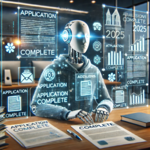 Futuristic image of a robot admissions officer