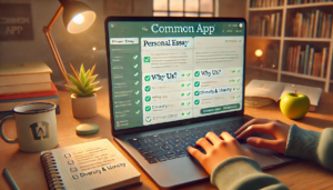 Laptop screen with fictional "Common App"