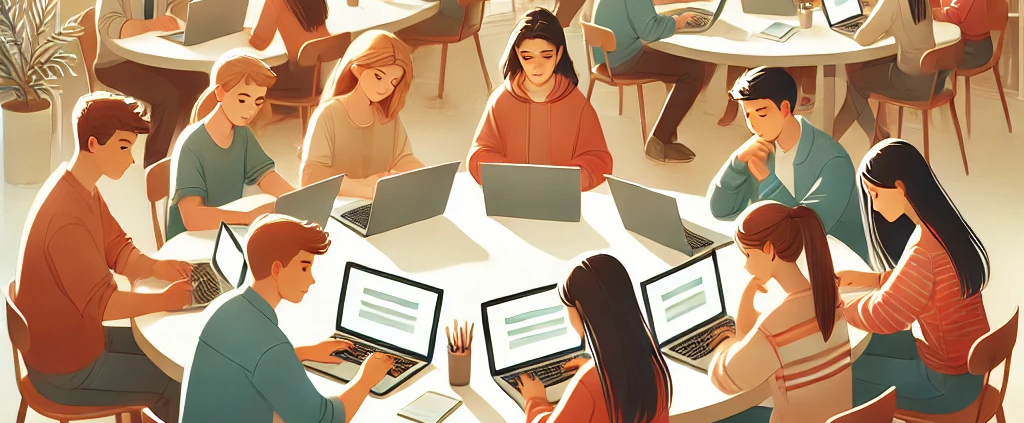 A group of students working on their early applications