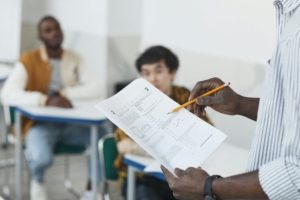 Teacher going over test