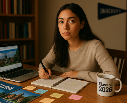 Student working on applications