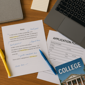 Old school editing of an application essay