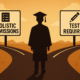 student at a fork of holistic and test required admissions