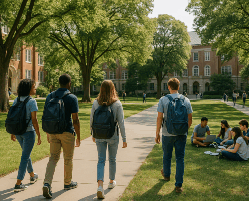 Students on a college campus