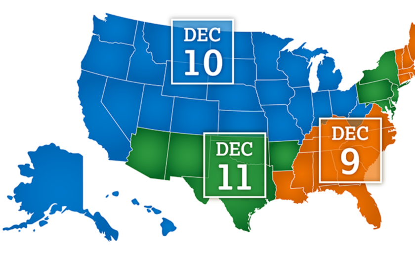 map of the 2019 PSAT release dates