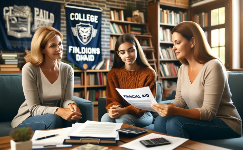 DALL·E-2024-06-06-14.04.47-A-female-college-coach-sitting-with-a-mother-and-female-student-in-a-cozy-office-setting-discussing-financial-aid.-The-coach-is-holding-a-financial-a