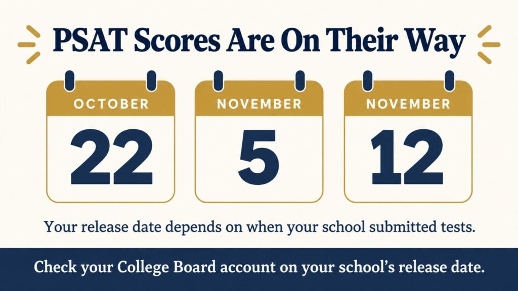 Graphic of the PSAT score release dates.